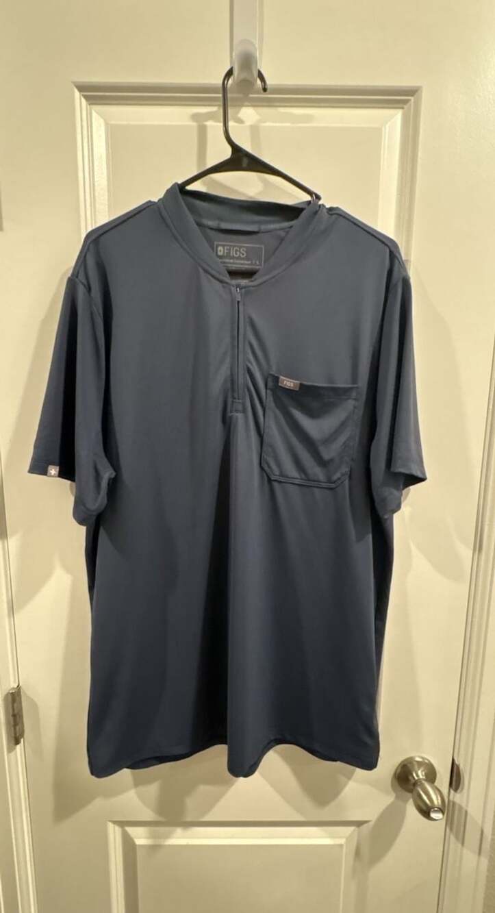FIGS Corfield Henley Scrub Top Size L Navy Blue